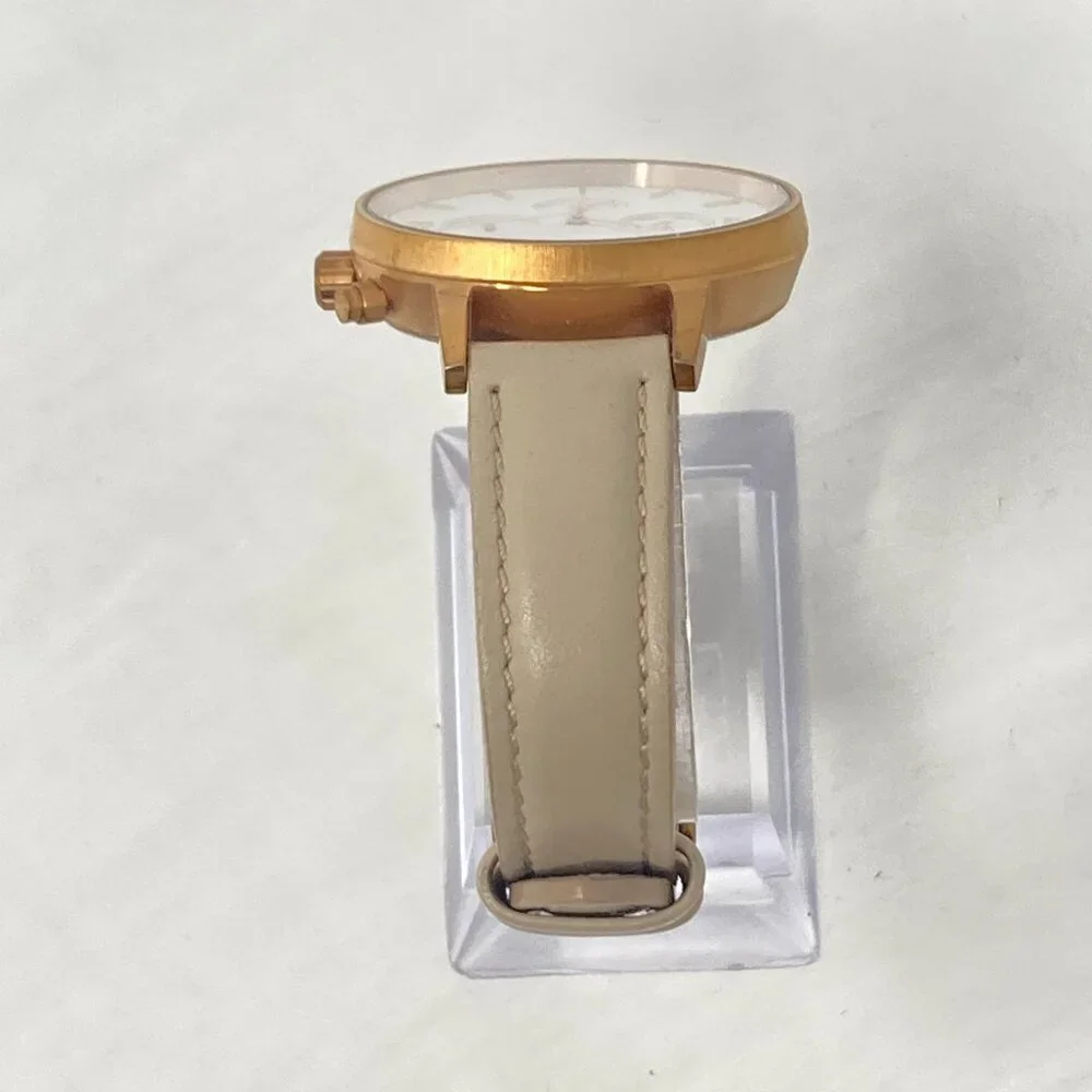 MVMT Nova Luna Women Watch 37mm Rose Gold Tone Dual Time Day Leather New Battery
